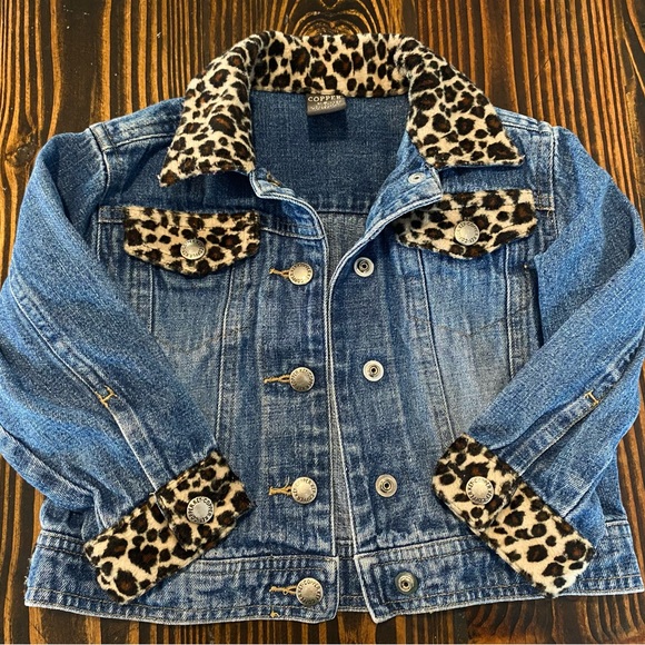 Copper Key Denim Jacket with Leopard Accents, toddler girl size 3 - Picture 2 of 5